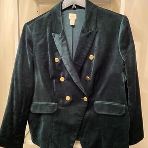 Chico’s Emerald Green Velvet Blazer Size 3